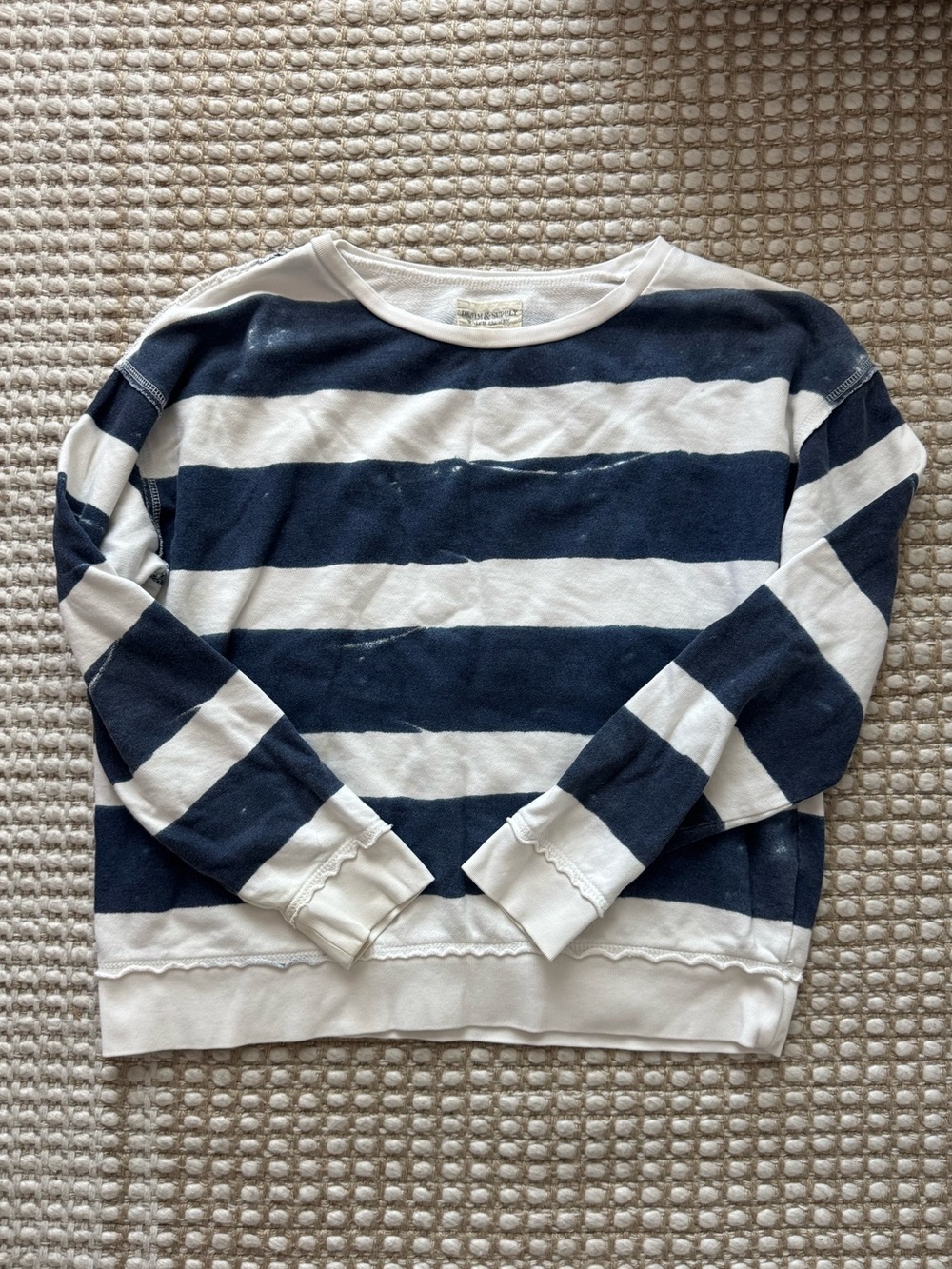 Denim & Supply Ralph Lauren Navy and White Striped Crew Sweater